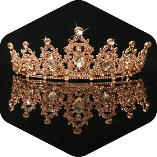 Kamirola Königin Krone und Diadem, Prinzessinnenkrone für Damen und Mädchen, Kristall-Stirnbänder für Braut, Prinzessin für Hochzeit und Party (01), 15cm, Metalllegierung, Kristall von Kamirola