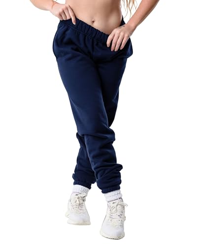 Kamo Fitness CozyTec Jogginghose mit hoher Taille für Damen, Baggy: Bequeme Loungehose mit Taschen aus weichem, dickem Fleece, Dunkle Iris, S von Kamo Fitness