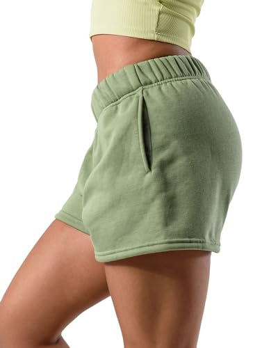Kamo Fitness CozyTech Sweat-Shorts für Damen, hohe Taille, bequem, lässig, mit Taschen, Loden Frost, X-Groß von Kamo Fitness
