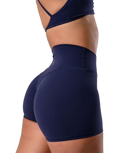 Kamo Fitness Featherlite Enhance 15,2 cm Damen Bikershorts - Versteckte Haargummis, Keine Vordernaht, weicher, Leichter Stoff, Butt-Lift, Dark Iris, Klein von Kamo Fitness