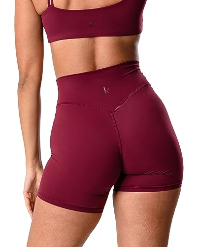 Kamo Fitness Serenity Shorts High Waisted 6" Inseam No Front Seam Thigh Friendly V Booty Seam Women's Biker Shorts, Rot (Dark Cherry), X-Klein von Kamo Fitness