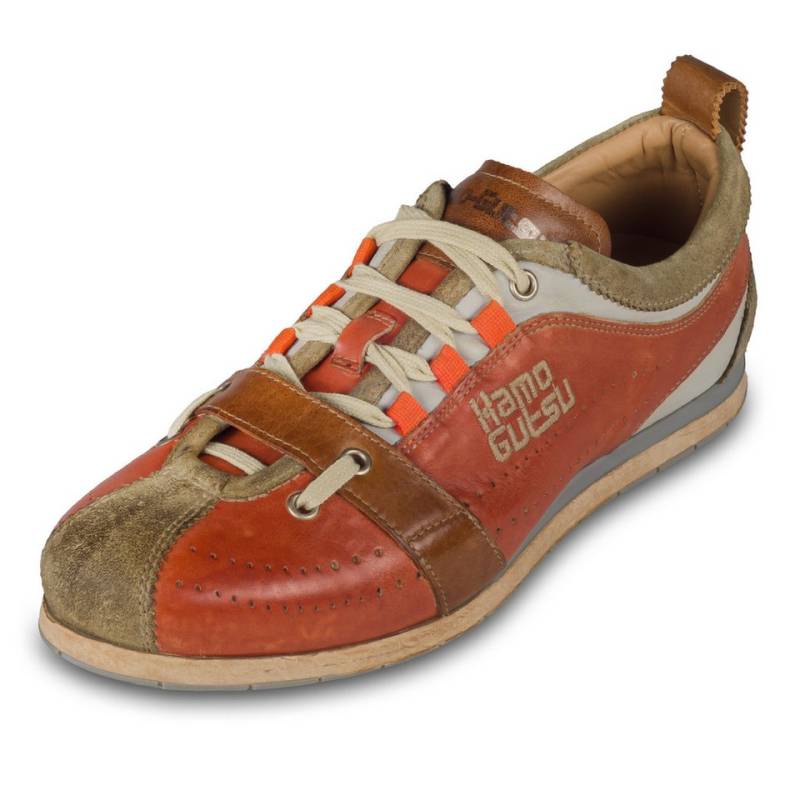 Kamo-Gutsu Herren Sneaker Leder orange/braun (TIFO-017 kaki arancio, stonewashed) Sneaker Handgefertigt in Italien von Kamo-Gutsu