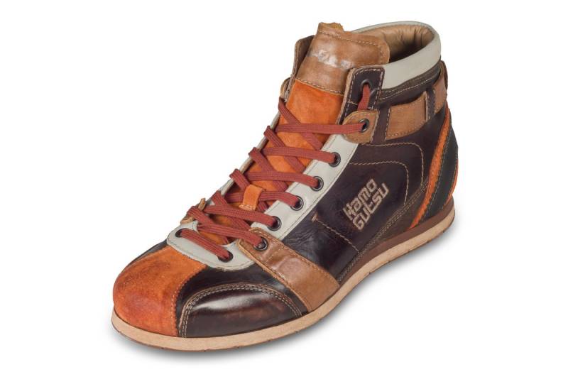 Kamo-Gutsu Herren Sneaker Stiefel Leder orange/braun (TIFO-112 arancio caffe) Sneaker Handgefertigt in Italien von Kamo-Gutsu