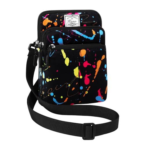 KAMO Multifunktionale Handytasche, eine Schultertasche, Handy-Hüfttasche, diagonale Kreuztasche, Schwarz-Graffiti, Einheitsgröße von Kamo