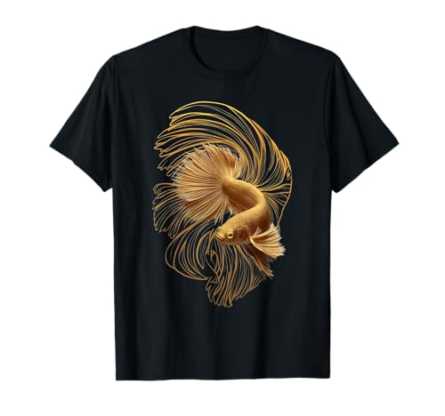 Gelbes Betta splendens Kampffisch Betta-man Männchen T-Shirt Gelbes Betta splendens Kampffisch Betta-man Männchen T-Shirt von Kampffische Betta splendens aquaristik Geschenkide
