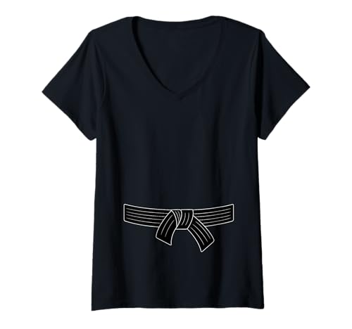 Damen Schwarzer Gürtel T-Shirt mit V-Ausschnitt von Kampfsport Geschenke für Kampfsportler