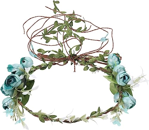 Brautgirlande, Blumenkranz, Krone, Brautkrone, Brautblumen-Stirnband, Blumenkranz-Stirnband, Mädchen-Blumen-Stirnband, Blumen-Stirnband, Fotografie-Requisite, Foto-Kopfschmuck (Farbe: Blau) von KanDuo