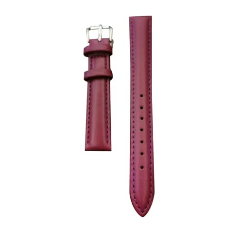 KanaAt LKQASD Echtes Lederarmband, weiches Material, Uhrenarmband, 12, 14, 16, 18, 20, 21, 22 mm, mit silberfarbener Edelstahl-Schnalle (Color : Purple, Size : 14mm) von KanaAt