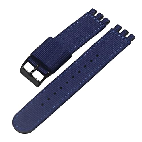 KanaAt LKQASD Nylonarmband, kompatibel mit Swatch-Armband, 17 mm, 19 mm, 20 mm, Nylon-Uhrengürtel, Armband, Handgelenkband, Ersatz for Damen- und Herrenuhren, Zubehör (Color : 5-BK, Size : 19mm) von KanaAt