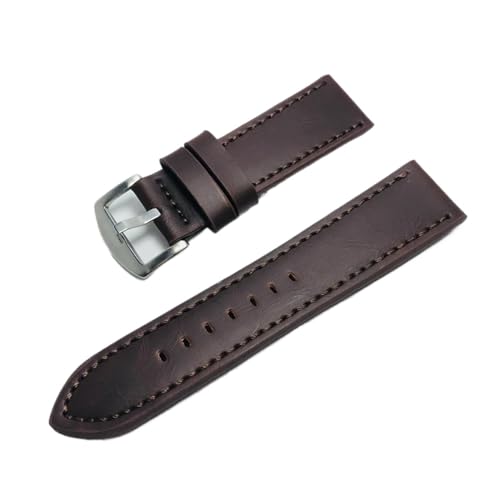 LKQASD 16mm 18mm 20mm 22mm Frauen Männer Armband Echtes Leder Uhr Bands Straps Uhren Zubehör Kaffee Schwarz gürtel Strap Ersatz (Color : Dark Coffee, Size : 18mm) von KanaAt