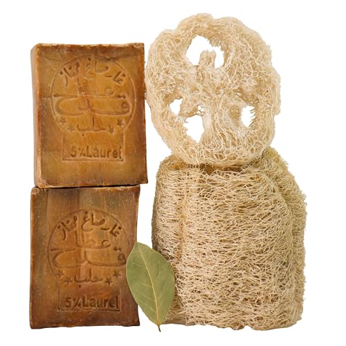 Kanaan Aleppo Seife Original 2x 200g mit Luffa – 5% Lorbeeröl & 95% Olivenöl Naturseife, Männer Haarseife & Duschseife, Antibakterielle Grüne Seife, Biologisch Abbaubare Bio Olivenseife Kanaan Aleppo Seife Original 2x 200g mit Luffa – 5% Lorbeeröl & 95% Olivenöl Naturseife, Männer Haarseife & Duschseife, Antibakterielle Grüne Seife, Biologisch Abbaubare Bio Olivenseife von Kanaan