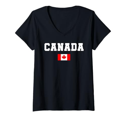 Damen Kanada Geschenk Flagge Kanadier Canada Vancouver Montreal T-Shirt mit V-Ausschnitt von Kanada Tshirt Herren Damen Canada Kanadier