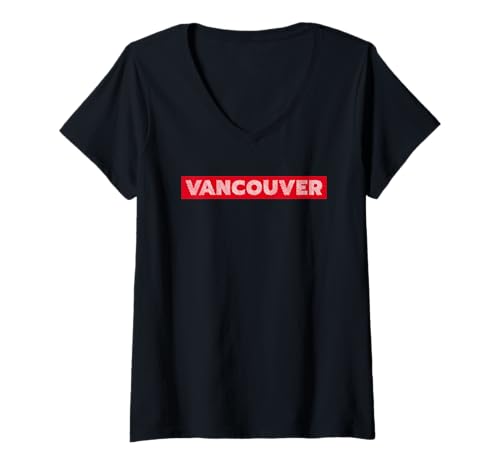 Damen Kanada Kanadier Britisch-Kolumbien Schraffur Vancouver T-Shirt mit V-Ausschnitt Damen Kanada Kanadier Britisch-Kolumbien Schraffur Vancouver T-Shirt mit V-Ausschnitt von Kanada Vancouver Kanadier Linienzeichnung
