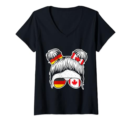 Damen Kanadier Canada Kanada T-Shirt mit V-Ausschnitt Damen Kanadier Canada Kanada T-Shirt mit V-Ausschnitt von Kanadier Kanadierin Kanada Geschenk