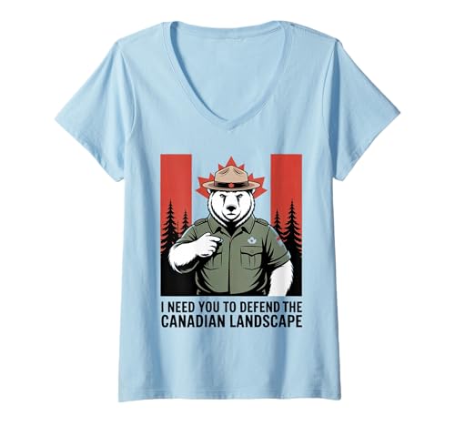 Damen Ich Brauche Dich, um die kanadische Landschaft zu verteidige T-Shirt mit V-Ausschnitt Damen Ich Brauche Dich, um die kanadische Landschaft zu verteidige T-Shirt mit V-Ausschnitt von Kanadische Landschaft Arktische Tierwelt Wald Graf