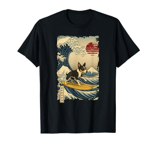Rat Terrier Japanische Kanagawa Wave Surfen Japan Mama Papa T-Shirt von KanagawaAxis1