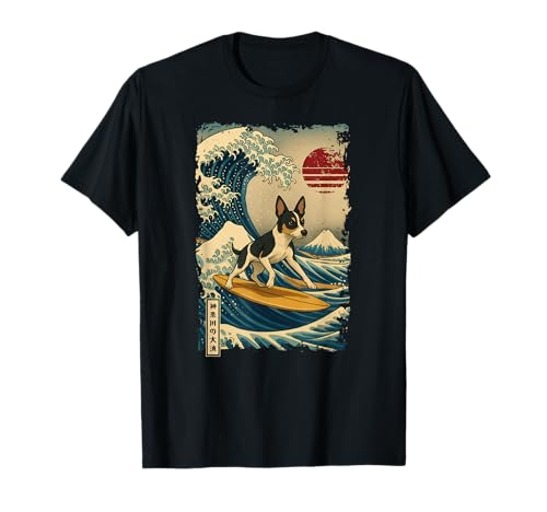 Rat Terrier Kanagawa Wave Japanisches Surfen Japan Mama Papa T-Shirt Rat Terrier Kanagawa Wave Japanisches Surfen Japan Mama Papa T-Shirt von KanagawaAxis1