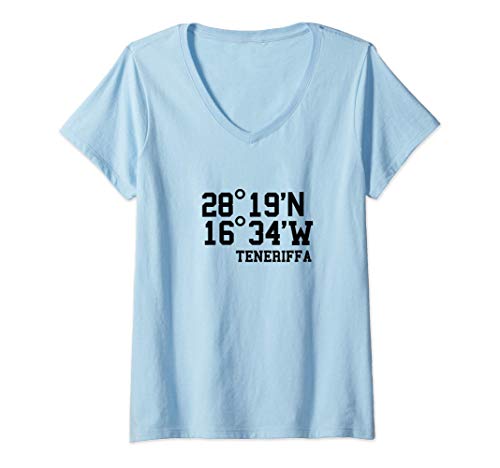 Damen Teneriffa Koordinaten Kanaren Spanien Urlaub Geschenk T-Shirt mit V-Ausschnitt Damen Teneriffa Koordinaten Kanaren Spanien Urlaub Geschenk T-Shirt mit V-Ausschnitt von Kanarische Inseln Bekleidung & Geschenkideen