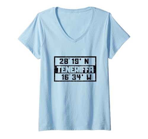 Damen Teneriffa Koordinaten Kanaren Spanien Urlaub Teneriffa T-Shirt mit V-Ausschnitt Damen Teneriffa Koordinaten Kanaren Spanien Urlaub Teneriffa T-Shirt mit V-Ausschnitt von Kanarische Inseln Bekleidung & Geschenkideen