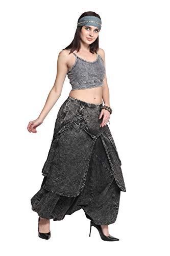 Kanchan Crafts Hippie Hose Pumphose Haremshose Boho Freizeithose Sommerhose Yogahose OM Unisex Damen und Herren (L/XL, Grau) von Kanchan Crafts