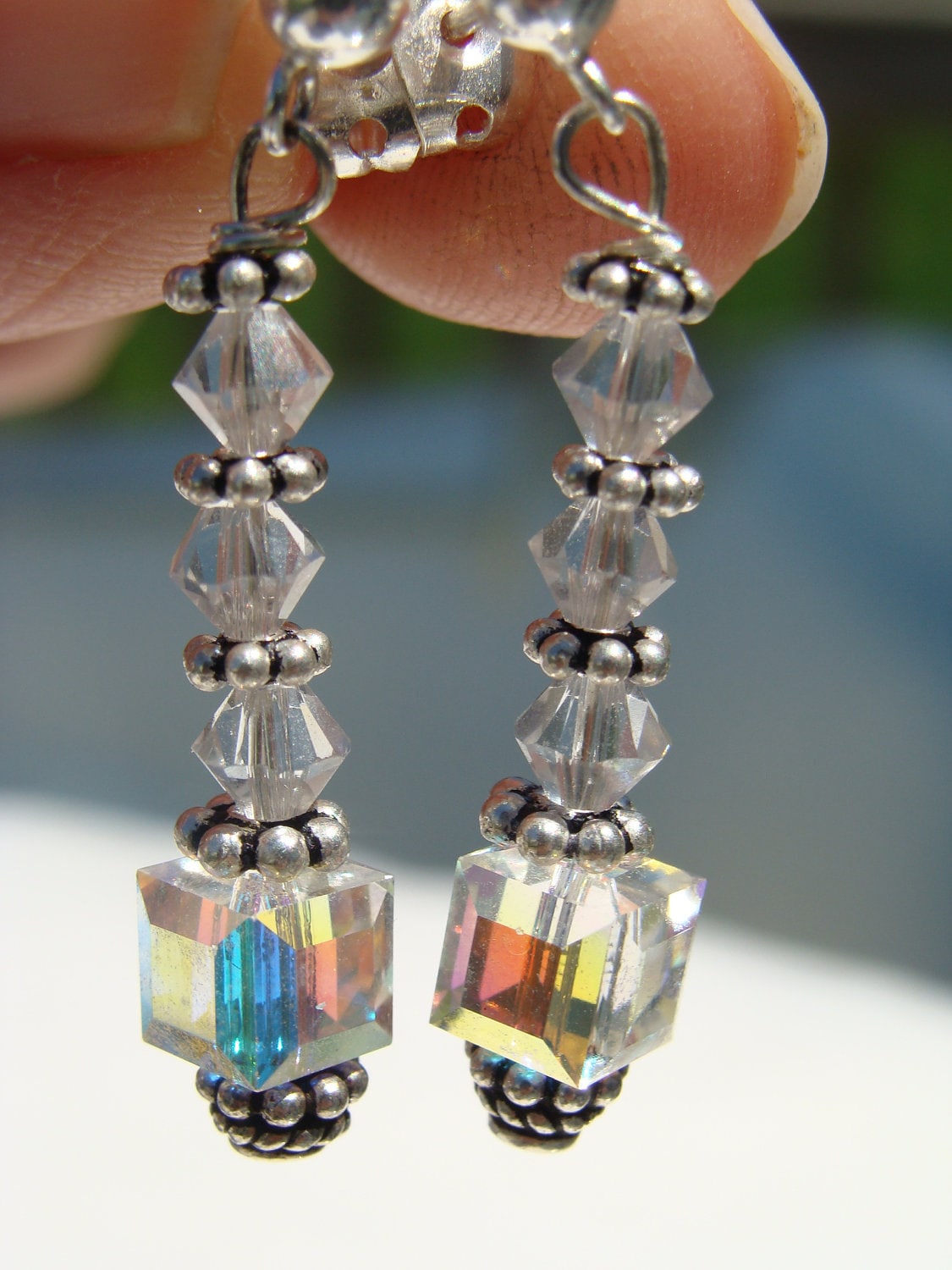 Baumeln Ohrringe, Swarovski Crystal Und Sterling Silber von KandEBeads