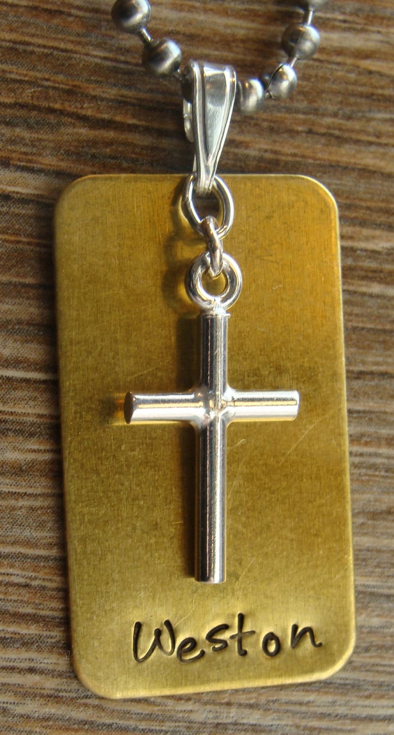 Bestätigung/Erste Kommunion/Ostern Hand Gestempelt Ketten Mit Kreuz Charme von KandEBeads