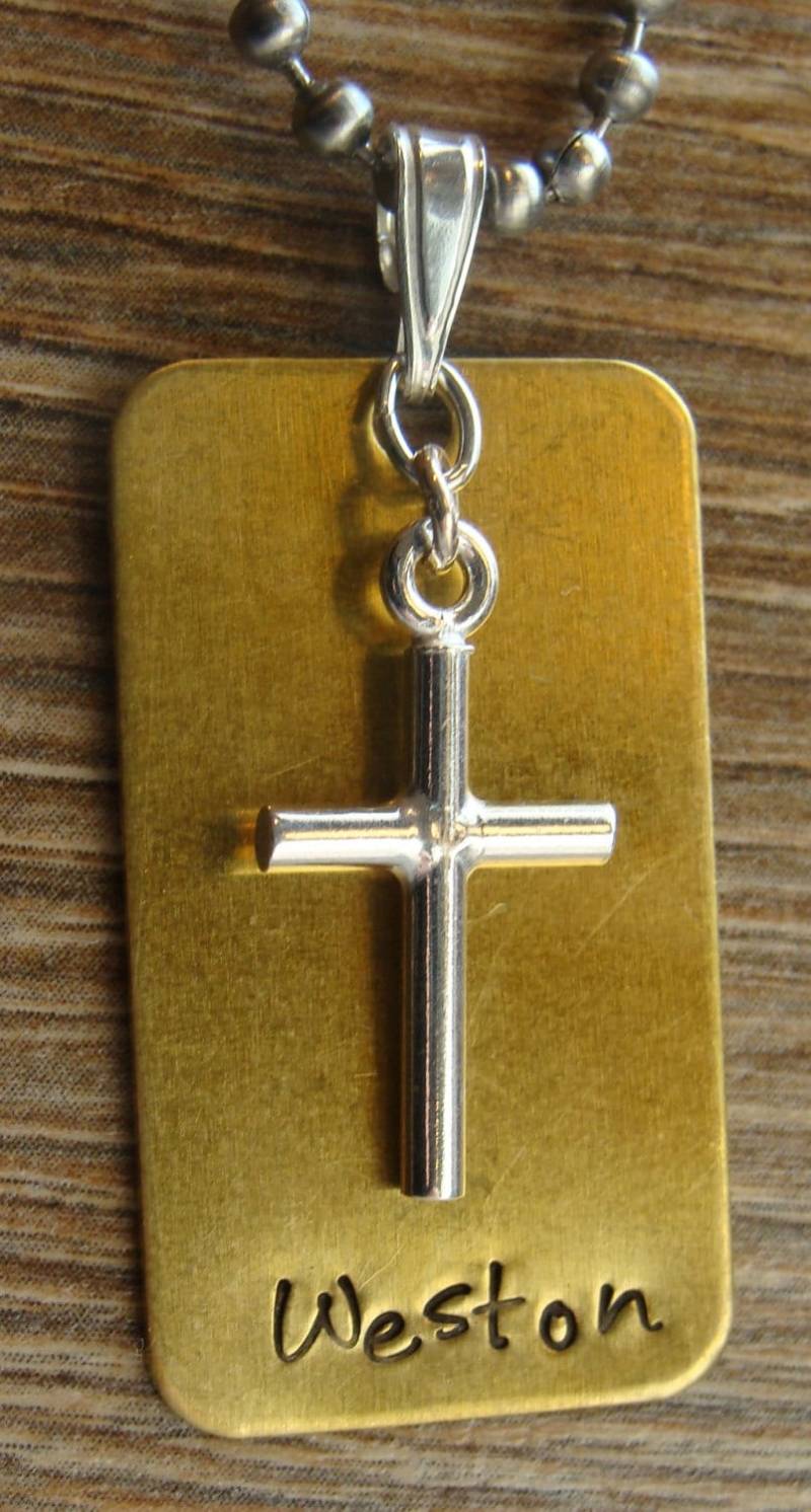 Bestätigung/Erste Kommunion/Ostern Hand Gestempelt Ketten Mit Kreuz Charme von KandEBeads