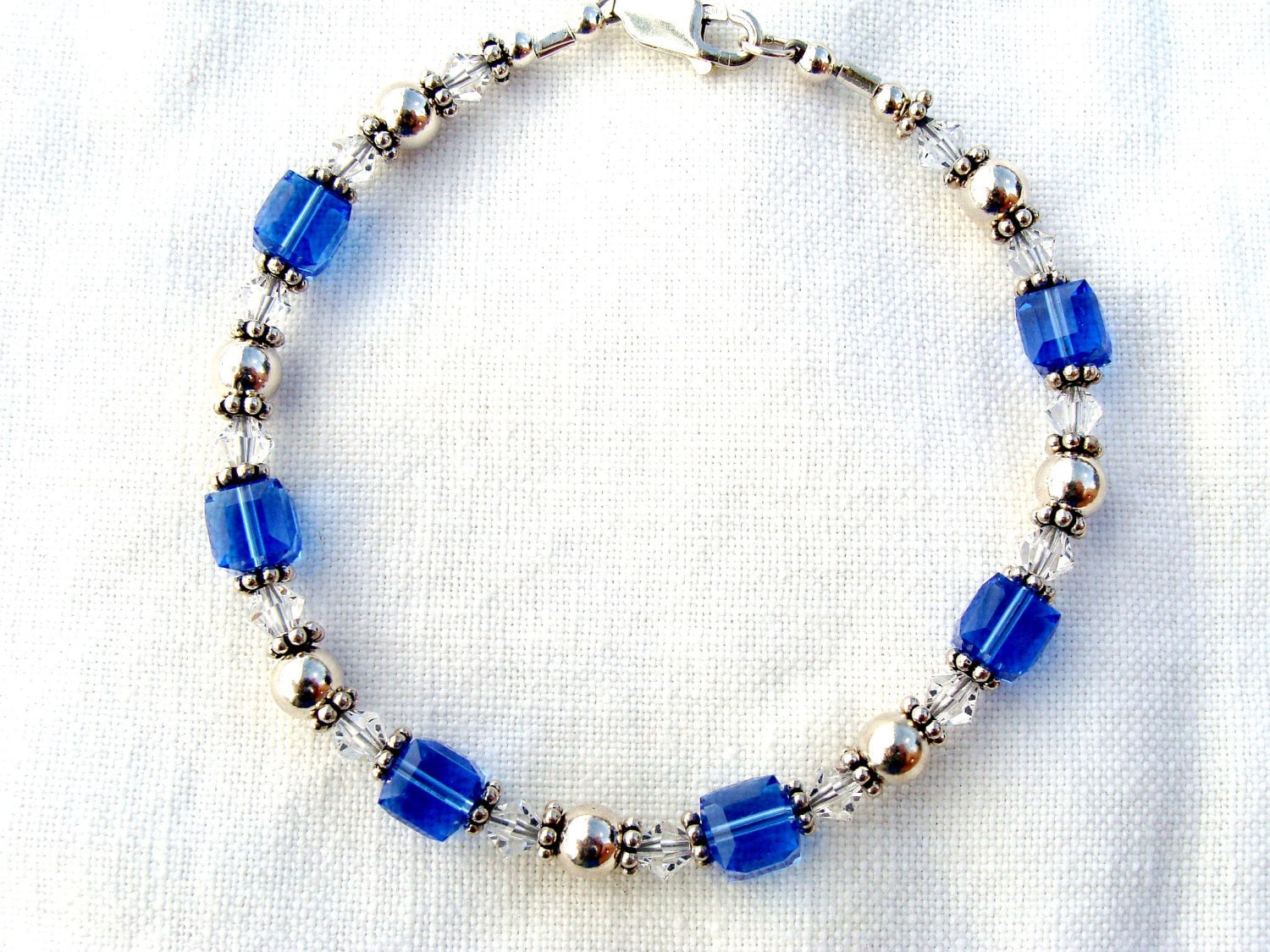 Swarovski Kristall Und Sterling Silber September | Saphir Geburtsstein Armband von KandEBeads