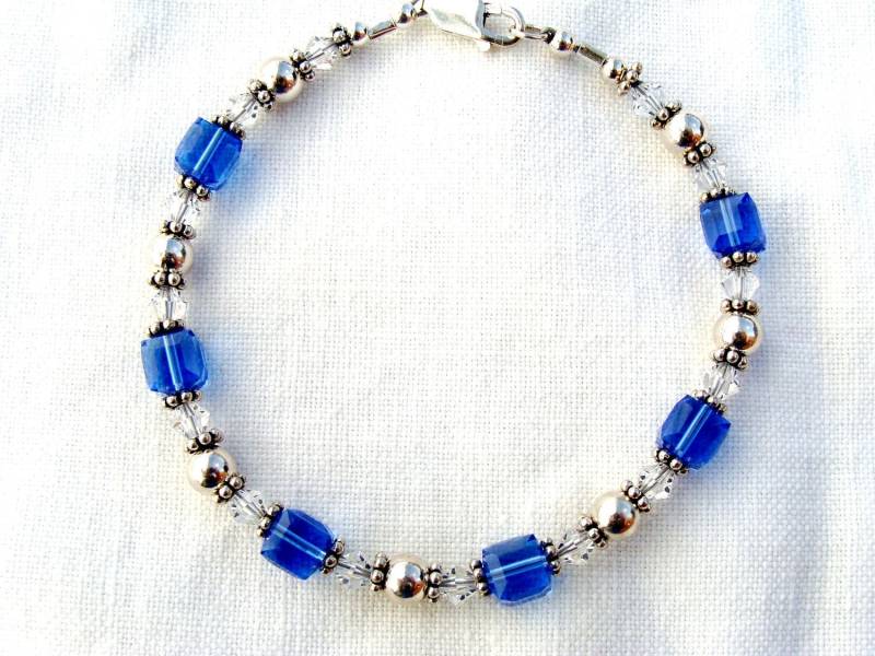 Swarovski Kristall Und Sterling Silber September | Saphir Geburtsstein Armband Swarovski Kristall Und Sterling Silber September | Saphir Geburtsstein Armband von KandEBeads