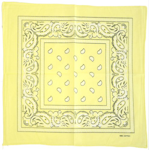 Kandharis Bandana Vierecktuch Kopftuch in Paisley Muster aus Baumwolle 55cmx55cm B51 Zitrone von Kandharis