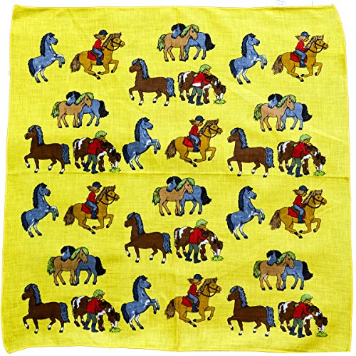 Kandharis Bandana Vierecktuch Kopftuch in Paisley Muster aus Baumwolle 55cmx55cm B77 Pferde Gelb von Kandharis