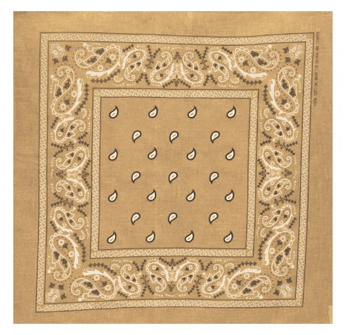 Kandharis Bandana Vierecktuch Kopftuch in Paisley Muster aus Baumwolle 55cmx55cm Beige von Kandharis