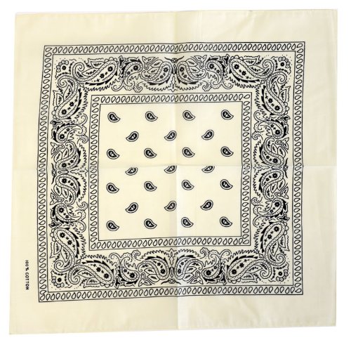 Kandharis Bandana Vierecktuch Kopftuch in Paisley Muster aus Baumwolle 55cmx55cm Creme von Kandharis