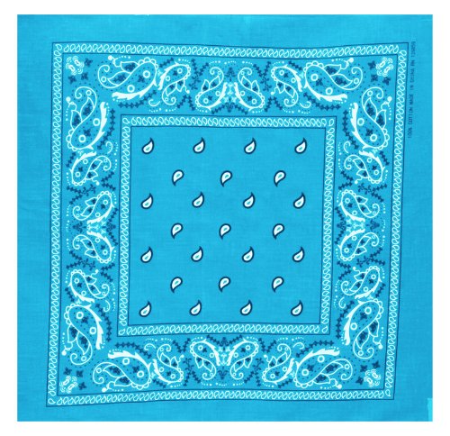 Kandharis Bandana Vierecktuch Kopftuch in Paisley Muster aus Baumwolle 55cmx55cm Hellblau von Kandharis