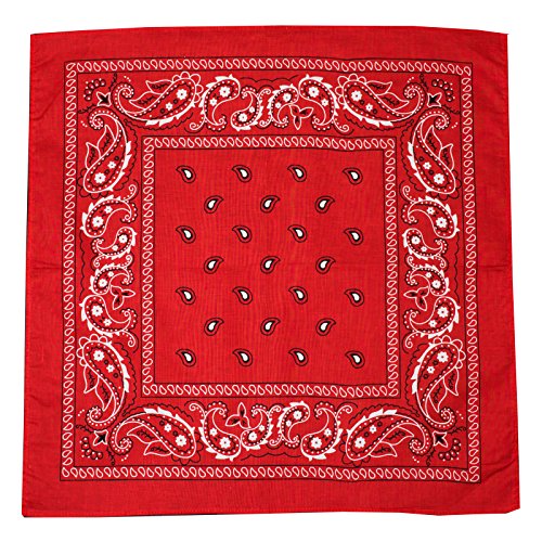 Kandharis Bandana Vierecktuch Kopftuch in Paisley Muster aus Baumwolle 55cmx55cm Rot von Kandharis