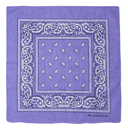 Kandharis Bandana Vierecktuch Kopftuch in Paisley Muster aus Baumwolle 55cmx55cm Violett von Kandharis