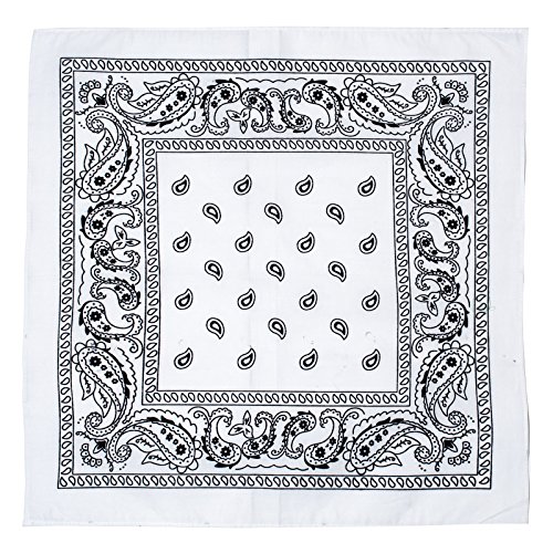 Kandharis Bandana Vierecktuch Kopftuch in Paisley Muster aus Baumwolle 55cmx55cm Weiß von Kandharis