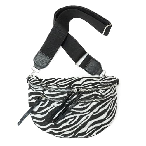 Kandharis Bauchtasche Damen Leopardenmuster Animal-Print Gürteltasche/Crossbody-Bag Reißverschlussfächer, Verstellbarer Schultergurt, ideal für Festival, Reisen & Alltag GT-04 (Zebra) von Kandharis