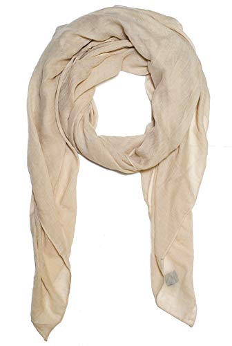 Kandharis leichter Sommerschal weiche Schal Halstuch Tuch für Damen XXL Einfarbig Pastelltöne Baumwolle Viskose WS-72 12- Beige von Kandharis