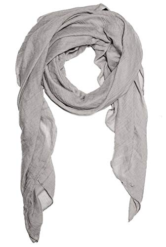 Kandharis leichter Sommerschal weiche Schal Halstuch Tuch für Damen XXL Einfarbig Pastelltöne Baumwolle Viskose WS-72 4- Hellgrau von Kandharis