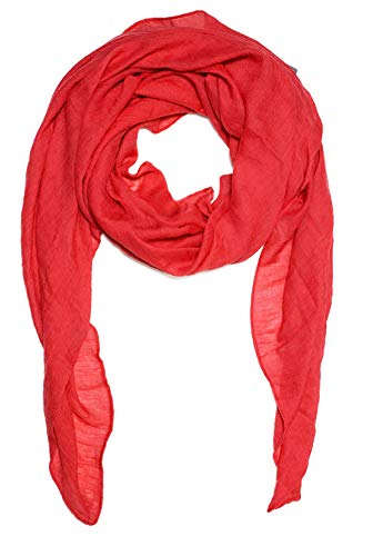 Kandharis leichter Sommerschal weiche Schal Halstuch Tuch für Damen XXL Einfarbig Pastelltöne Baumwolle Viskose WS-72 5- Rot von Kandharis
