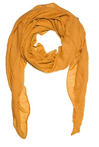 Kandharis leichter Sommerschal weiche Schal Halstuch Tuch für Damen XXL Einfarbig Pastelltöne Baumwolle Viskose WS-72 6- Mangogelb von Kandharis
