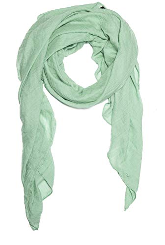 Kandharis leichter Sommerschal weiche Schal Halstuch Tuch für Damen XXL Einfarbig Pastelltöne Baumwolle Viskose WS-72 9- Mint von Kandharis