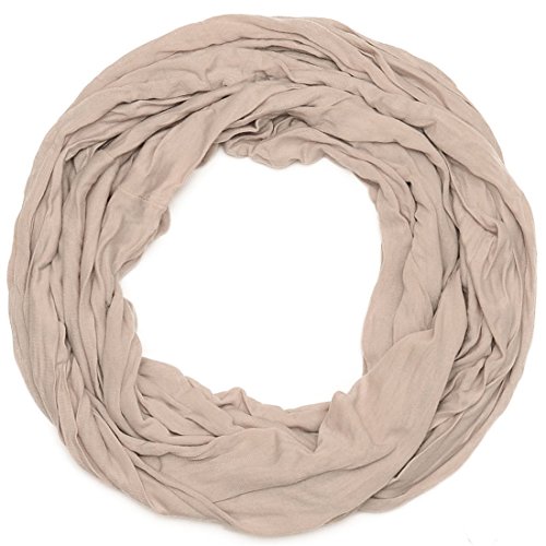 Kandharis unifarbenes Crinkle Loopschal Rundschal Crush-Optik Unisex JC39 Beige 160cm von Kandharis