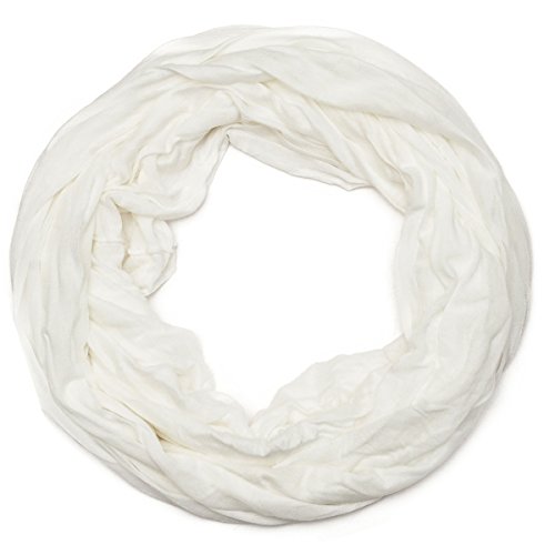 Kandharis unifarbenes Crinkle Loopschal Rundschal Crush-Optik Unisex JC39 Weiß 160cm von Kandharis