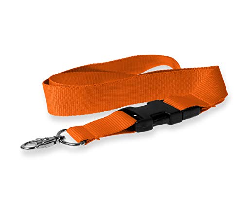 Kandinsky 25 Stück Oeko-Tex 25mm Schlüsselbänder Lanyards, Orange, 90cm mit Steckschnalle, geeignet für Messen, Events und Veranstaltungen, Ausweishüllen und Skipass von Kandinsky