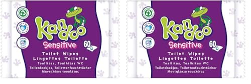 Kandoo Sensitive Feuchttücher - spülbar - aus 95% Wasser - parfümfrei - für Neugeborene geeignet - aus 100% pflanzlichem Zellulosematerial - 60 Tücher (Packung mit 2) von Kandoo