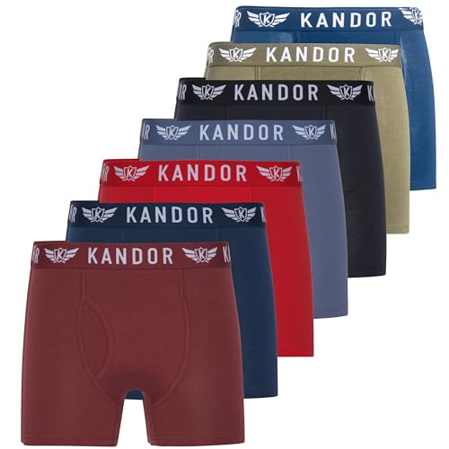 Kandor Bambus Boxershorts Herren – 7er Pack, Weich, Atmungsaktiv Unterwäsche für Männer, Herren- Unterhosen aus Bambus Viscose und Baumwolle, Einfarbig & Schwarz Boxer Briefs Set, Mix Set:Olive,S von Kandor