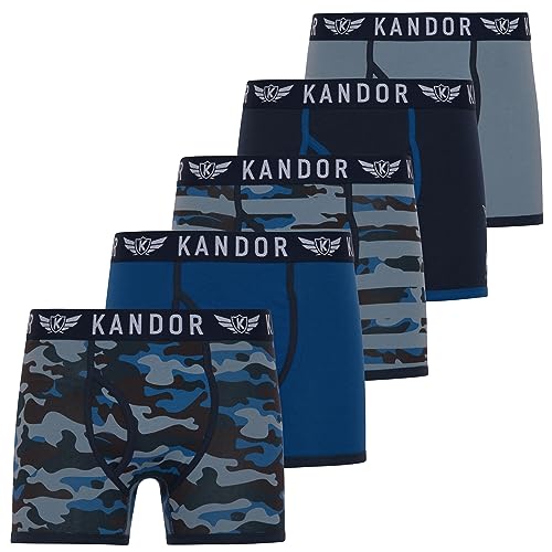 Kandor Baumwoll Boxershorts Herren – 5er Pack, Bunte, Schwarze & Farbige Unterhosen für Männer Set, Dehnbare Herren-Unterwäsche aus weiche Baumwolle, Slipboxer mit Gummibund (XL,Camobee Pack C) von Kandor