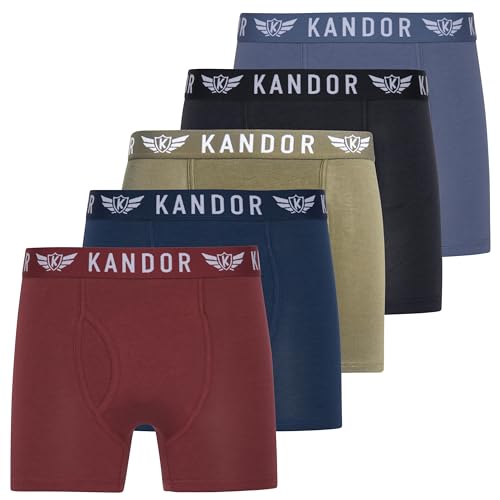 Kandor Bambus Boxershorts Herren – 5er Pack, Weich, Atmungsaktiv Unterwäsche für Männer, Herren- Unterhosen aus Bambus Viscose und Baumwolle, Einfarbig & Schwarz Boxer Set, L Mixpack Schw-Olive von Kandor